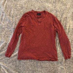 Lucky Brand Men's Long Sleeve Rust Red Henley